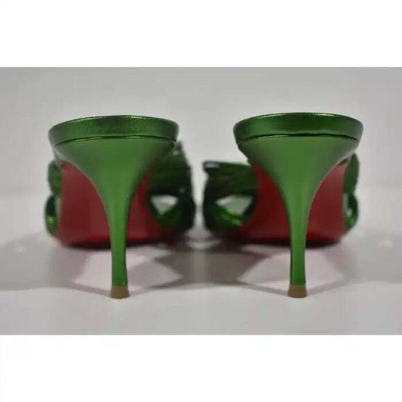 Christian Louboutin Multitaski 70 Green Strap Backless Mule Kitten Heel Pump 39 - Picture 11 of 12